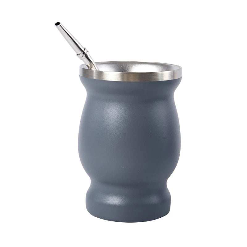 New 1pc Yerba Mate Cup 304 Stainless Steel 8oz Argentine Yerba Mate Gourd With Bombillas