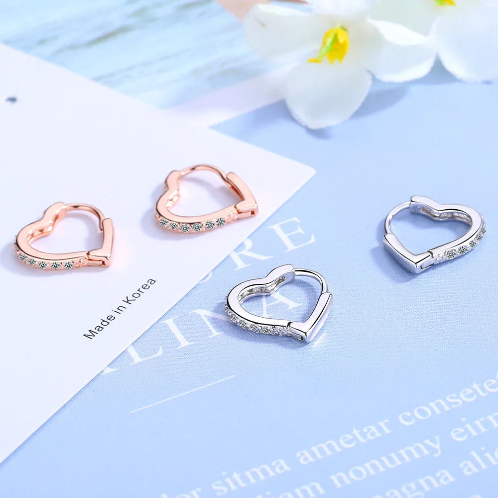 Hemasa 925 Sterling Silver Earrings Heart-Shaped Simple Design For Beautiful Jewelry Gifts For Women