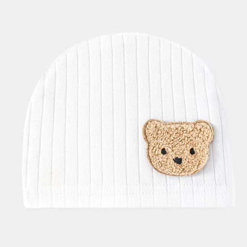Tejesa 3Pcs Soft Infant Beanies Caps/ Baby Hats /Cartoon Bear Boneless Muslin Hat
