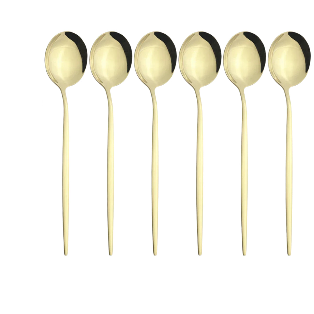 Hemasa 6Pcs  Western Stainless Steel Cutlery Set  Gold Ladle Spoon Dinnerware Dinner Spoon Soup Spoon Tableware Kitchen Silverware Set