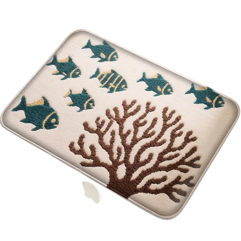 Hemasa Flannel Material Floor Mat Household Absorbent Foot Mat Modern Mat Bathroom Small Carpet Machine Washable Retro Home Decorative