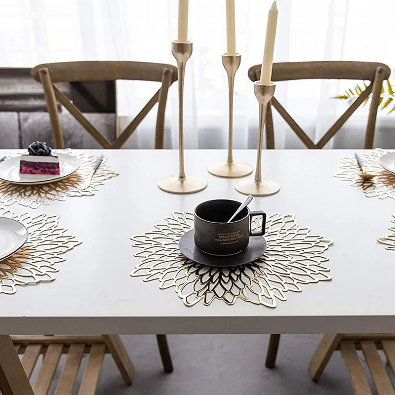Hemasa Set of 4 Table Decoration PVC Placemat available in Round, Leaf and Hibiscus Flower Shape.