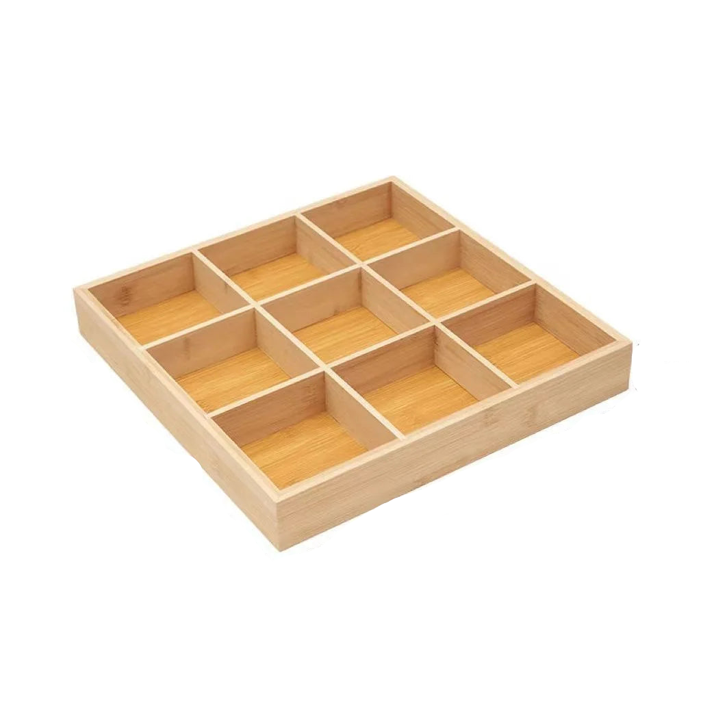 Tejesa Rectangular 6-compartment food tray & square 9 grid wood tableware snack plate sauce platter hot pot restaurant tray
