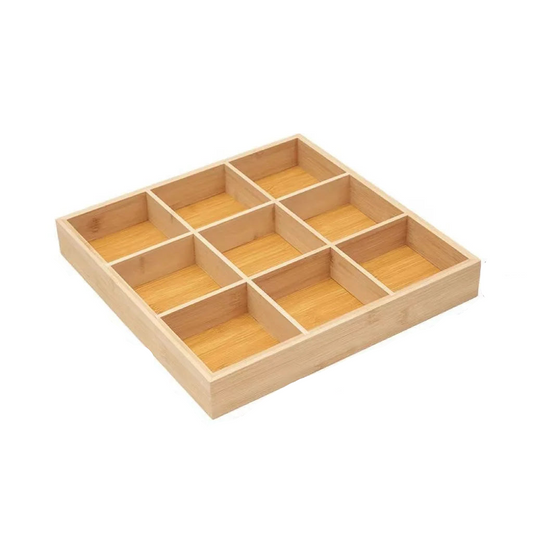 Tejesa Rectangular 6-compartment food tray & square 9 grid wood tableware snack plate sauce platter hot pot restaurant tray