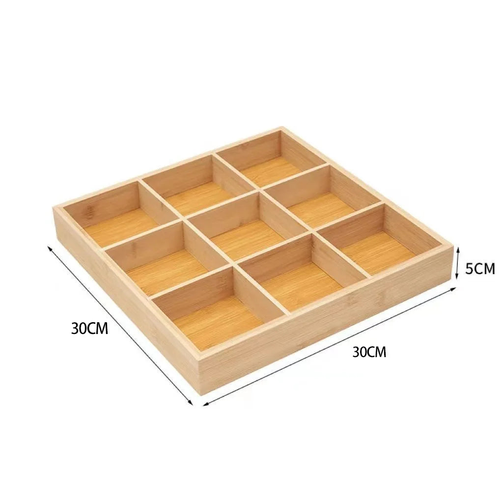 Tejesa Rectangular 6-compartment food tray & square 9 grid wood tableware snack plate sauce platter hot pot restaurant tray