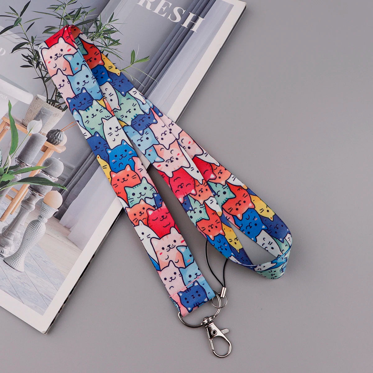 Cartoon Funny Cats Neck Strap Lanyard for Keys Keychain Badge Holder ID Credit Card Pass Mobile Phone Charm Accessories