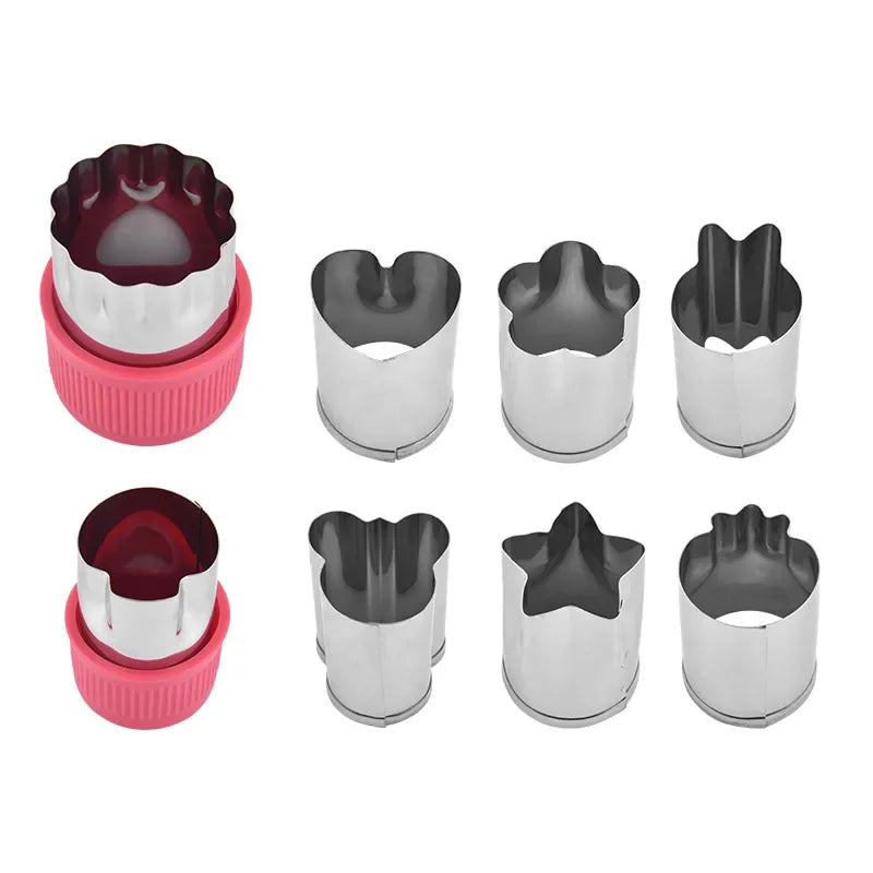 Tejesa 8Pcs/set Vegetables Cutter Set /Plastic Handle Mini Pie Cookie Cutters/ Fruit Pastry Stamps/ Stainless Steel Fruit Cutting Tools