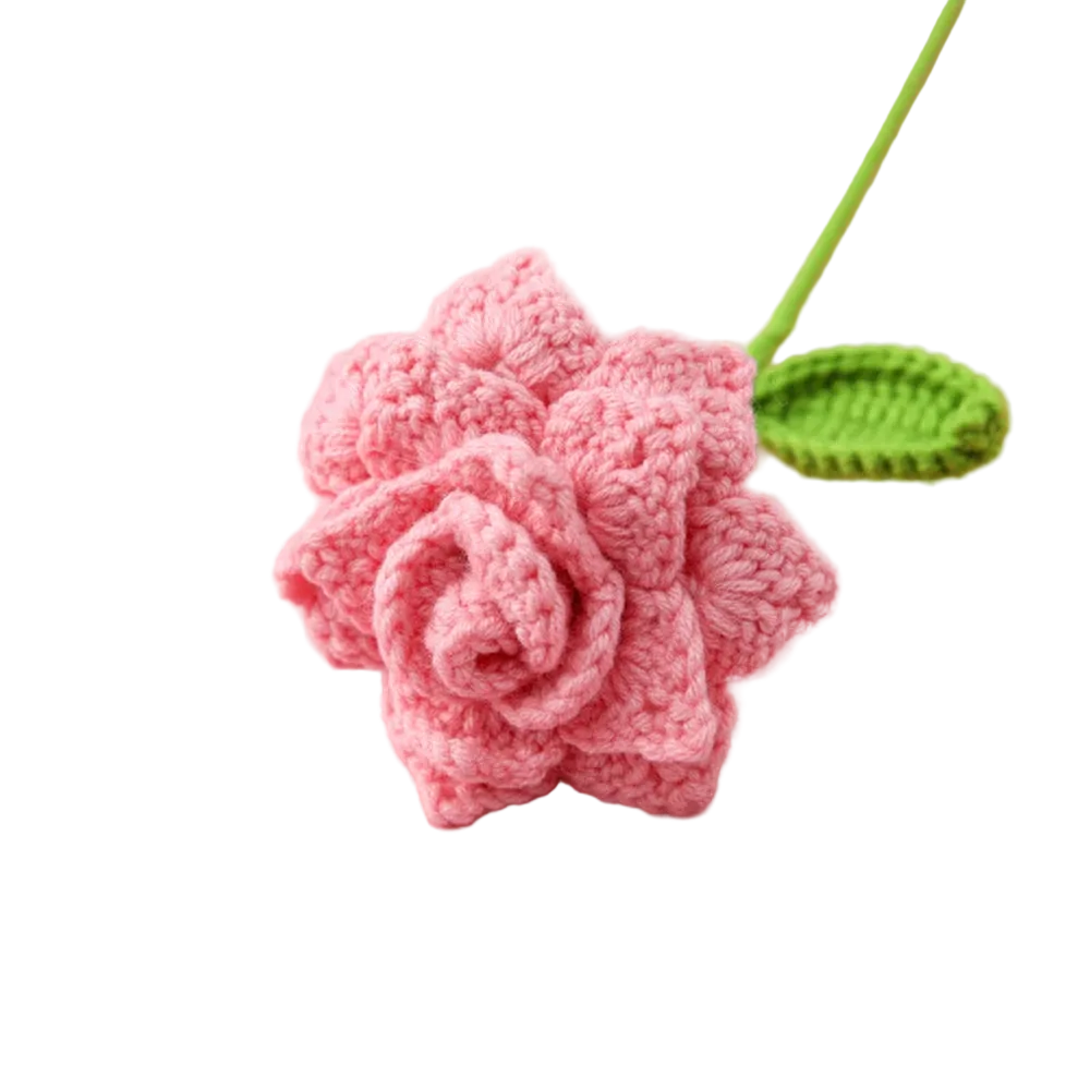Hemasa 5Pcs Rose Knitted Crochet  Flowers /Wedding Bouquet Flower /Knitted Bouquet Home Party Decor  Friends Gift