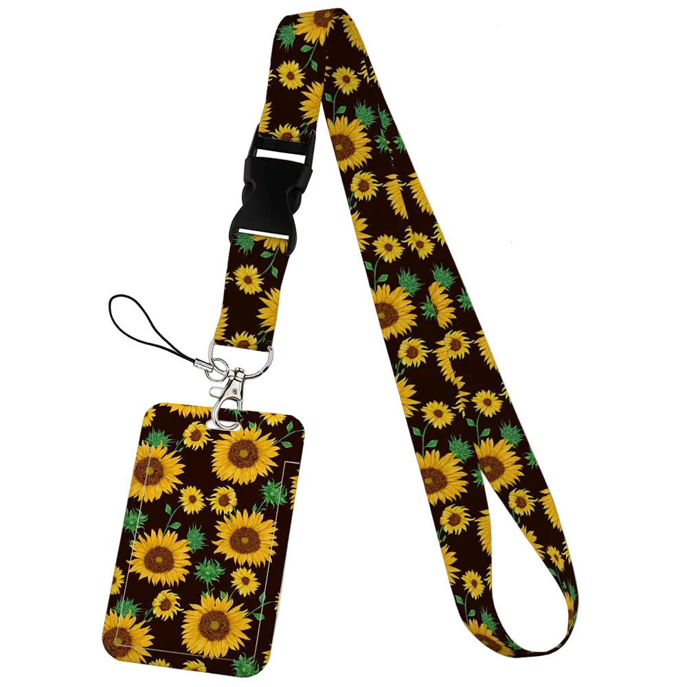 Tejesa  Flower design Lanyard Business Credit Card Holder/ Neck Strap Keychain Hang Rope ID Badge Holder
