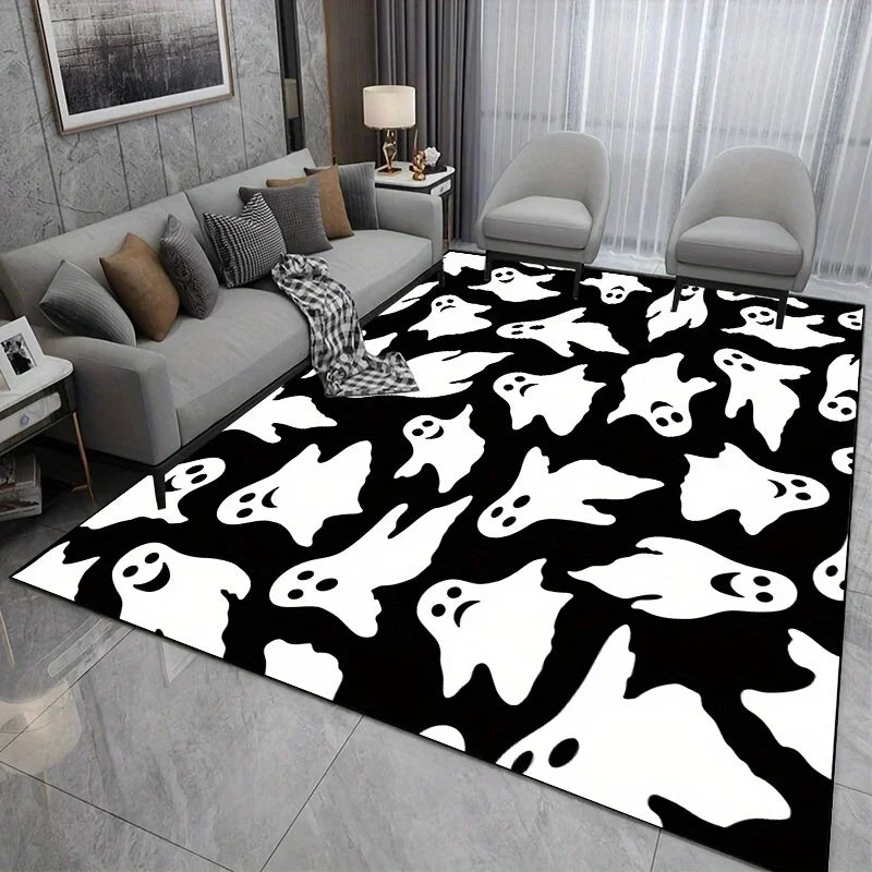 Hemasa Halloween Ghost Pattern Area Rug /Non-Slip Machine Mat for Indoor/ Living Room /Rectangle Carpet
