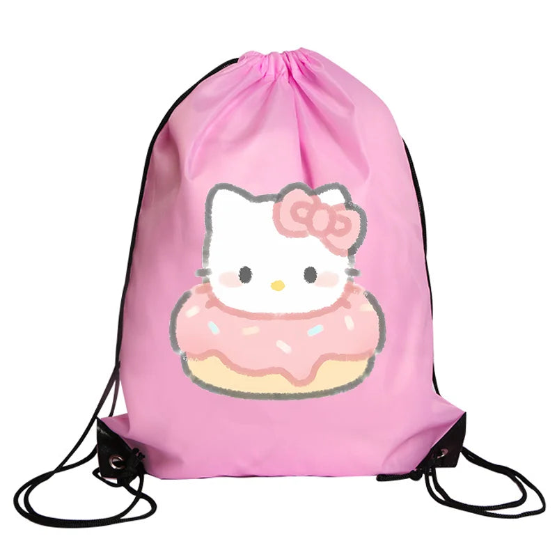 Hemasa Hello Kitty Drawstring Bag Sports Waterproof Backpack   Bags Birthday Cute Gift