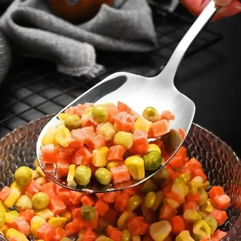 3/1Pcs Large Stainless Steel Spoon Long Handle Spoons Kitchen Cutlery Rice Dumpling Porridge Soup Scoops Restaurant Tableware