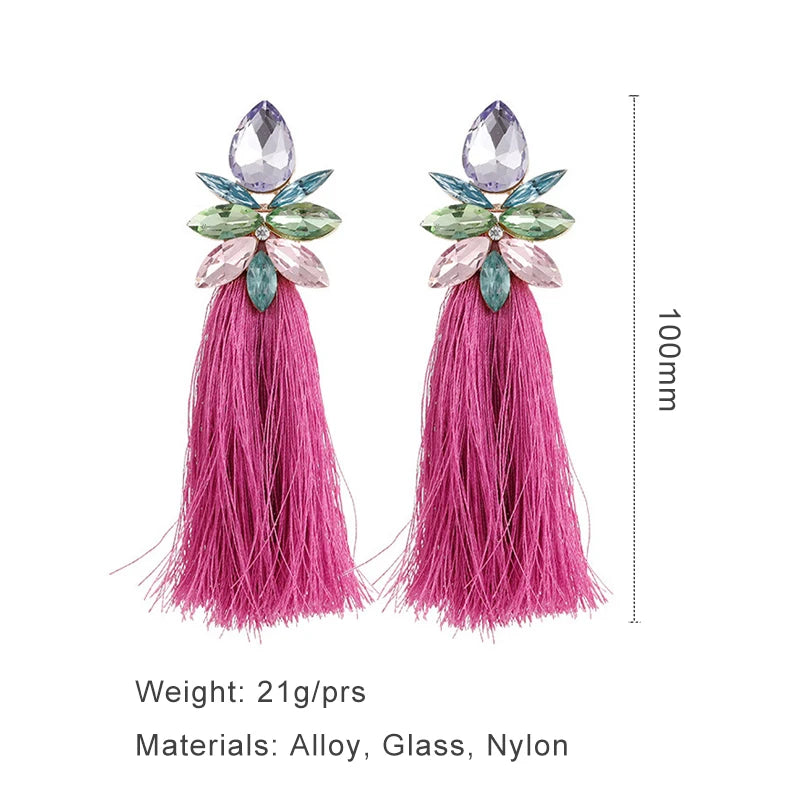 Multi Color Tassel Post Earrings For Women Statement Fashion Jewelry Trendy Boho New Styles Wholesales Holiday Accessories MQ410