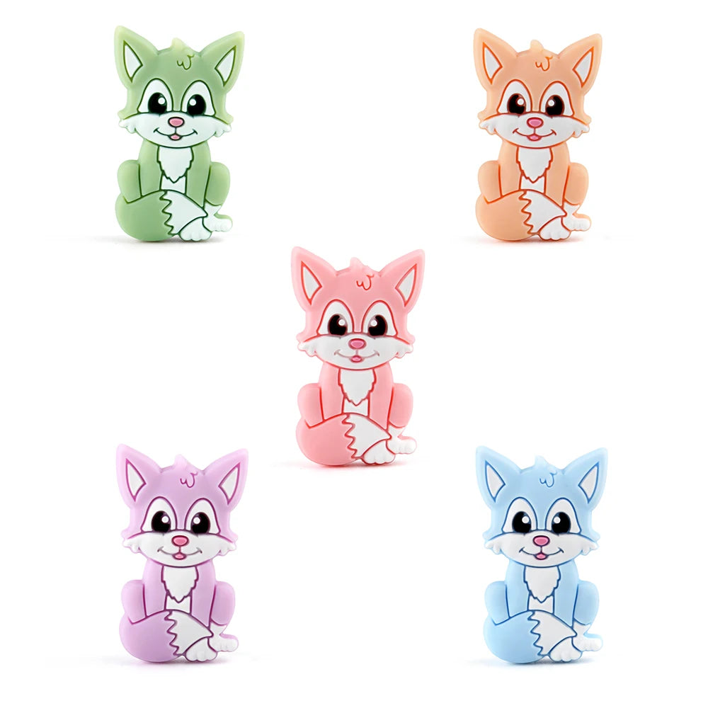 5/10 New Silicone Beads Animal Fox Shape Focal Beads For Jewelry Making DIY Bracelets Keychain Necklaces Jewelry Accessories