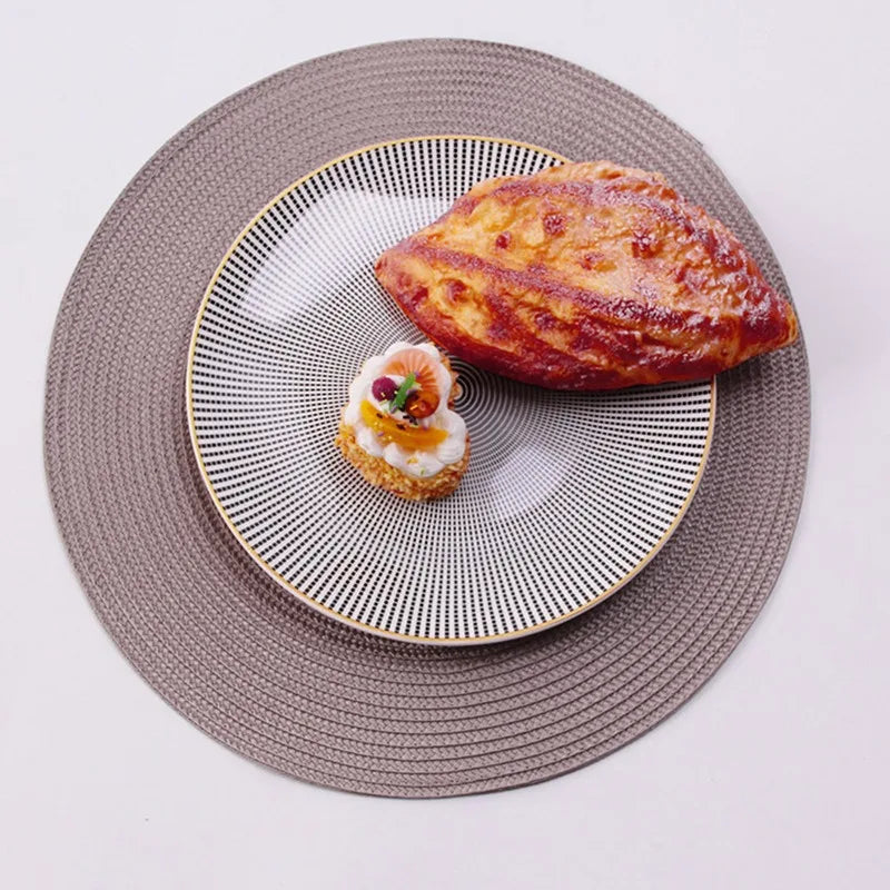 Hemasa Set of 6 Round Woven Non-slip Kitchen Placemat for Kitchen Dining Table European Style