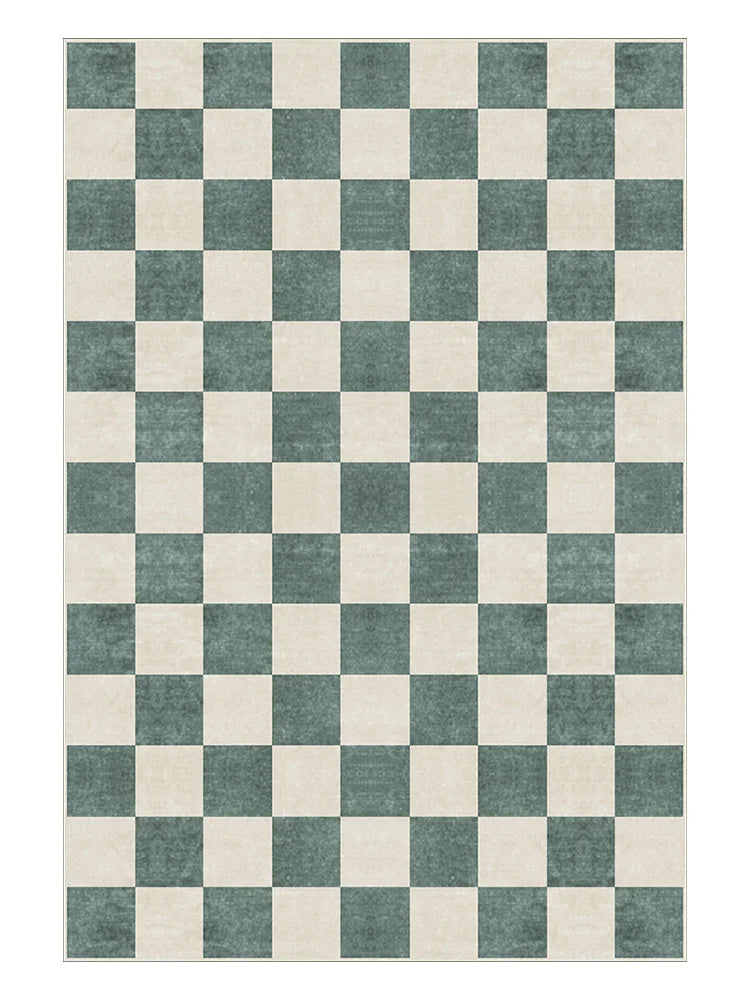Tejesa Black and White Plaid Living Room Large Area Carpet Square Geometric Bedroom Carpet Minimalist Checkerboard Rug Cream Style Rugs