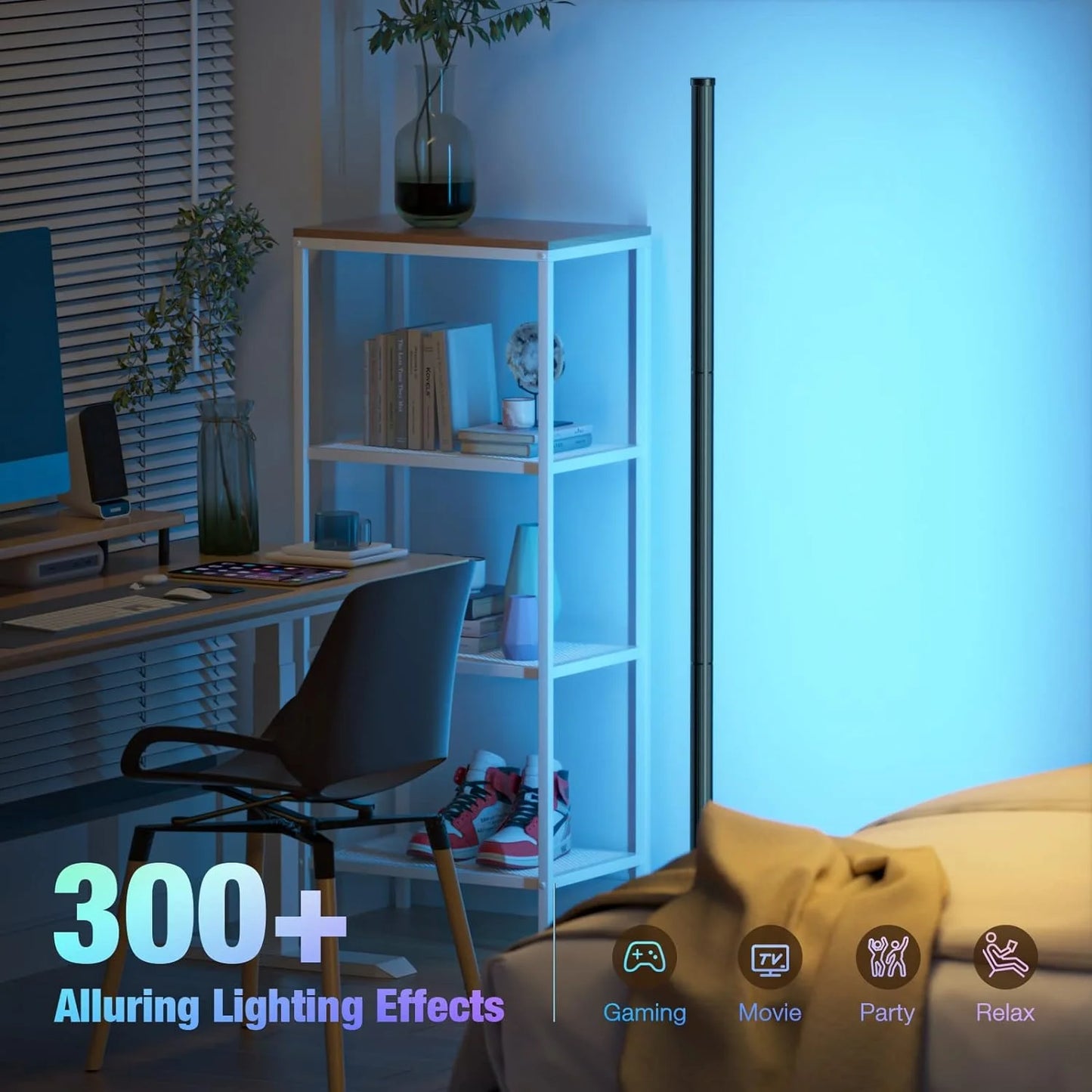 Hemasa Smart RGB Dream Color Floor Lamp with Music Sync Modern 16 Million Color Changing Standing Mood Light with APP & Remote Control