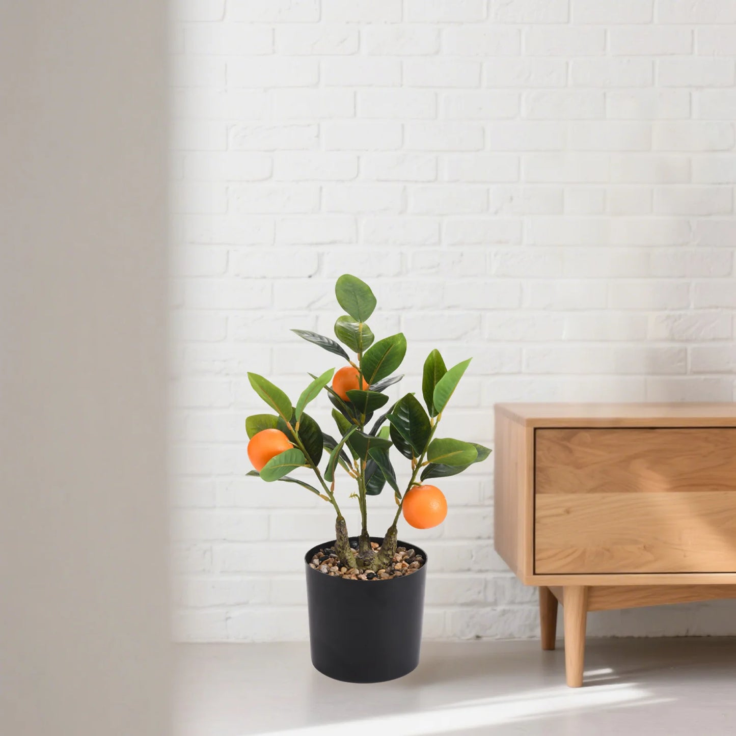 Tejesa Artificial Potted Plants Fake Orange Tree Artificial Citrus Fruit Plant with Black Pot Faux Plants Indoor Decor