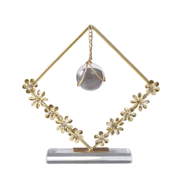 Hemasa Geometric Metal Figurines/ Crystal Ball Model Decorative Crafts/Living Room Desktop Ornaments/ Home Decorati