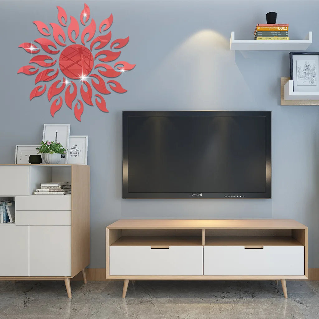 Hemasa Mirror Sun  Flower room decor Art Removable Wall Sticker