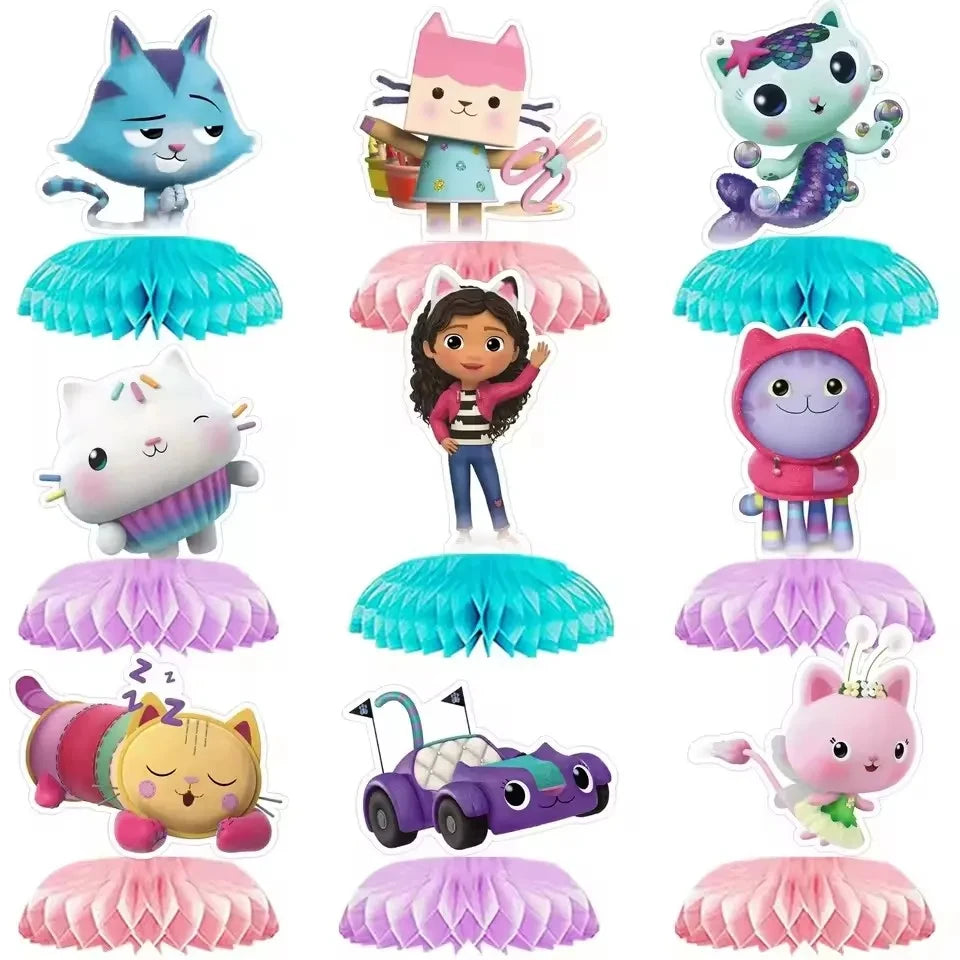 Gabby Dollhouse Cats Birthday Party Gifts Keychain Stickers Snap Bracelet Reusable Straws Gift Bags Carnival Gabby Party Favors