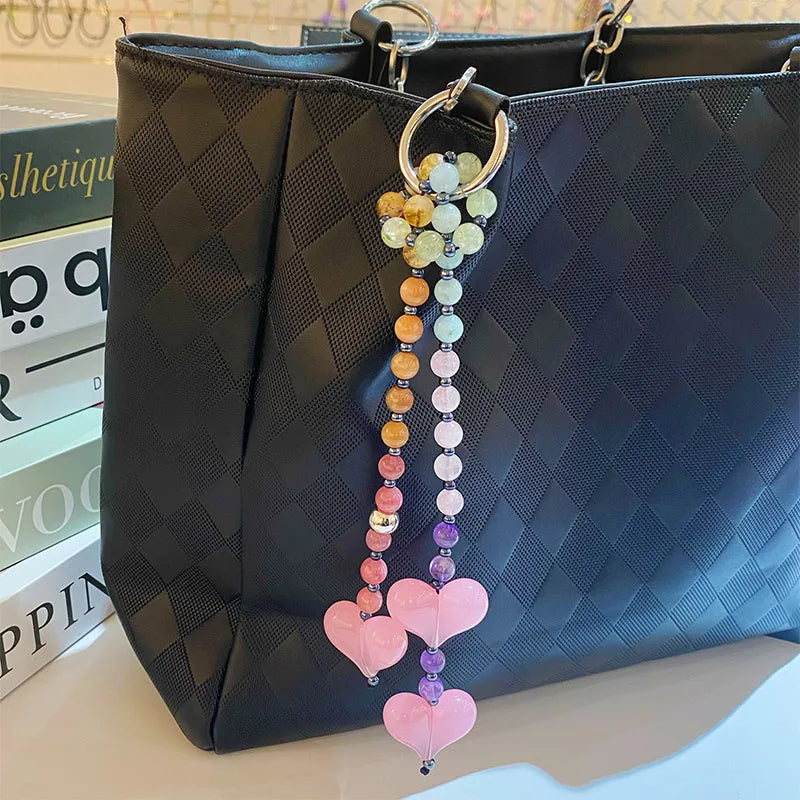 Beaded Chain Women's Bag Accessories Y2k Accessories Big Red Love Bag Accessories Colorful Beaded Chain Fashion Women's Jewelry