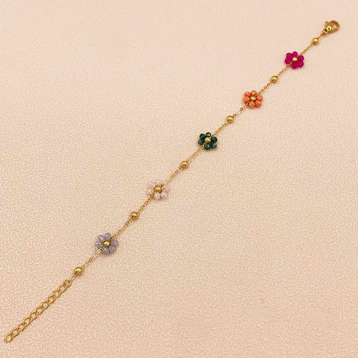 1 Boho style women's 18K gold plated colorful beaded bracelet Valentine's Day Ramadan gift