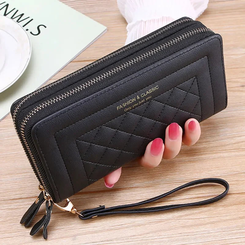 Hemasa Long Wallet for Women /Tassel Coin Purse Card Holder Wallets/ Double Zipper PU Leather Clutch Bags/ Luxury Money Phone Bag