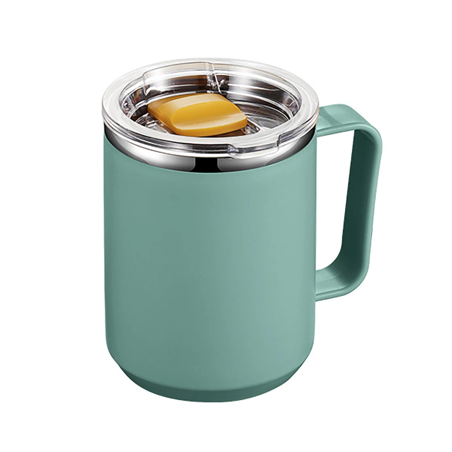 Hemasa 450ML Stainless Steel Coffee Cup Mug Handle Straw Lid Double-layer Drinkware Insulated Coffee Mug Tumbler Cold Hot Water Bottle