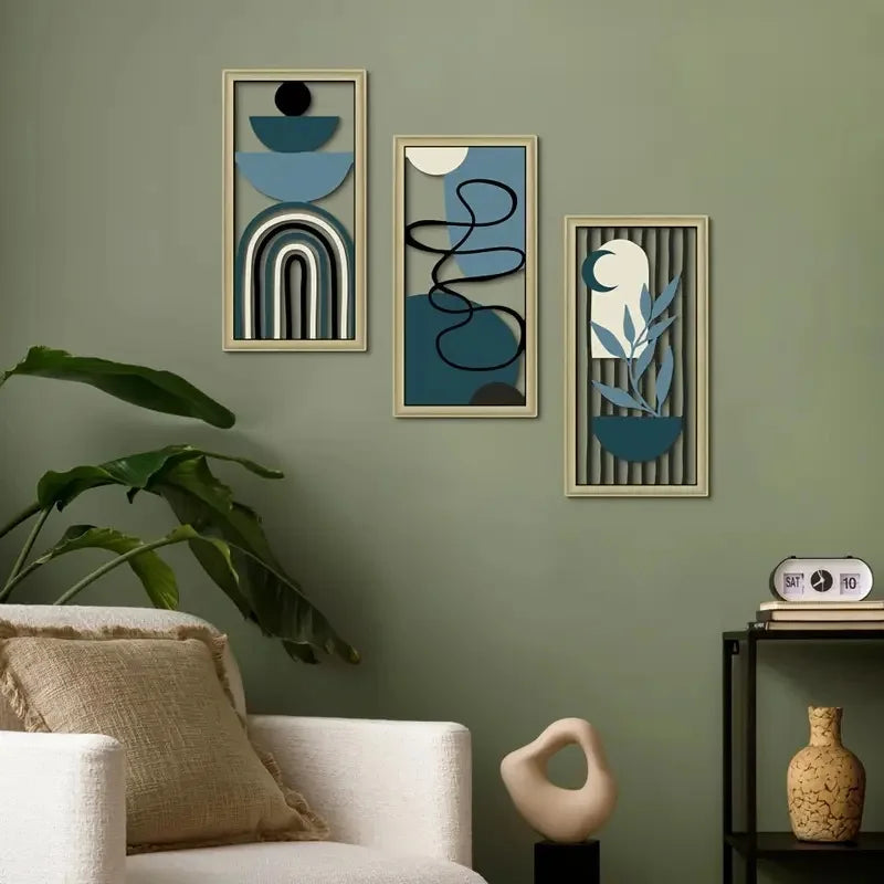 Hemasa 3pcs Wooden Wall Decor Set hollow wooden decoration, hanging wooden signs wall art decoration crafts