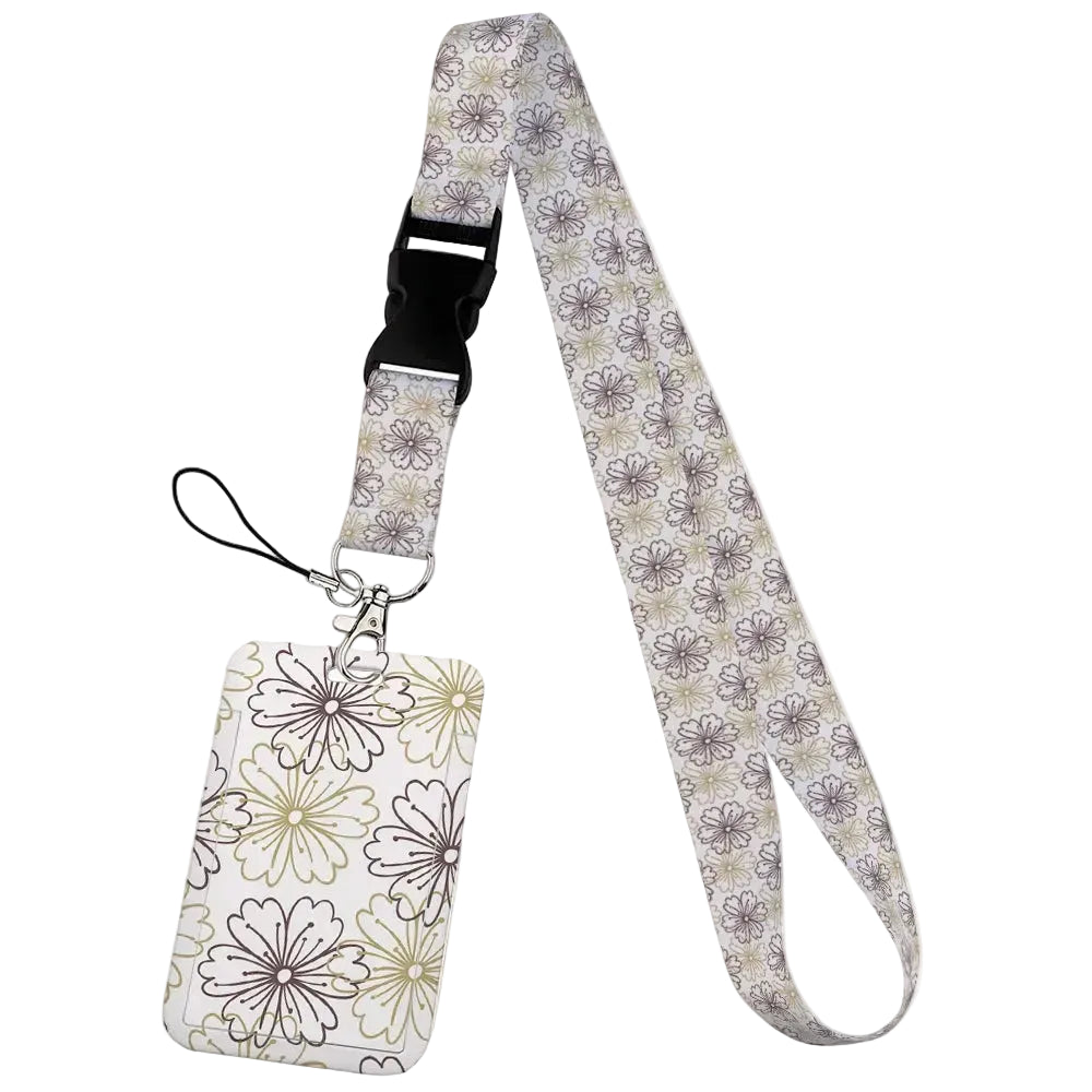 Tejesa  Flower design Lanyard Business Credit Card Holder/ Neck Strap Keychain Hang Rope ID Badge Holder