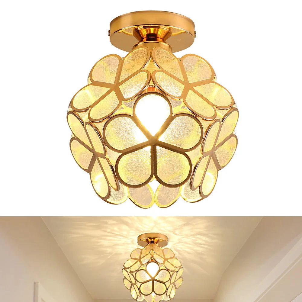 Hemasa  Flower Ball LED Ceiling Lamp glass Petal Inlaid Chandelier Aisle Corridor Home Decor Ceiling Light Restaurant