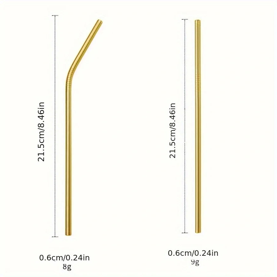Hemasa 8pcs reusable gold straws milk tea juice coffee  drinking tubes for restaurants coffee shops home