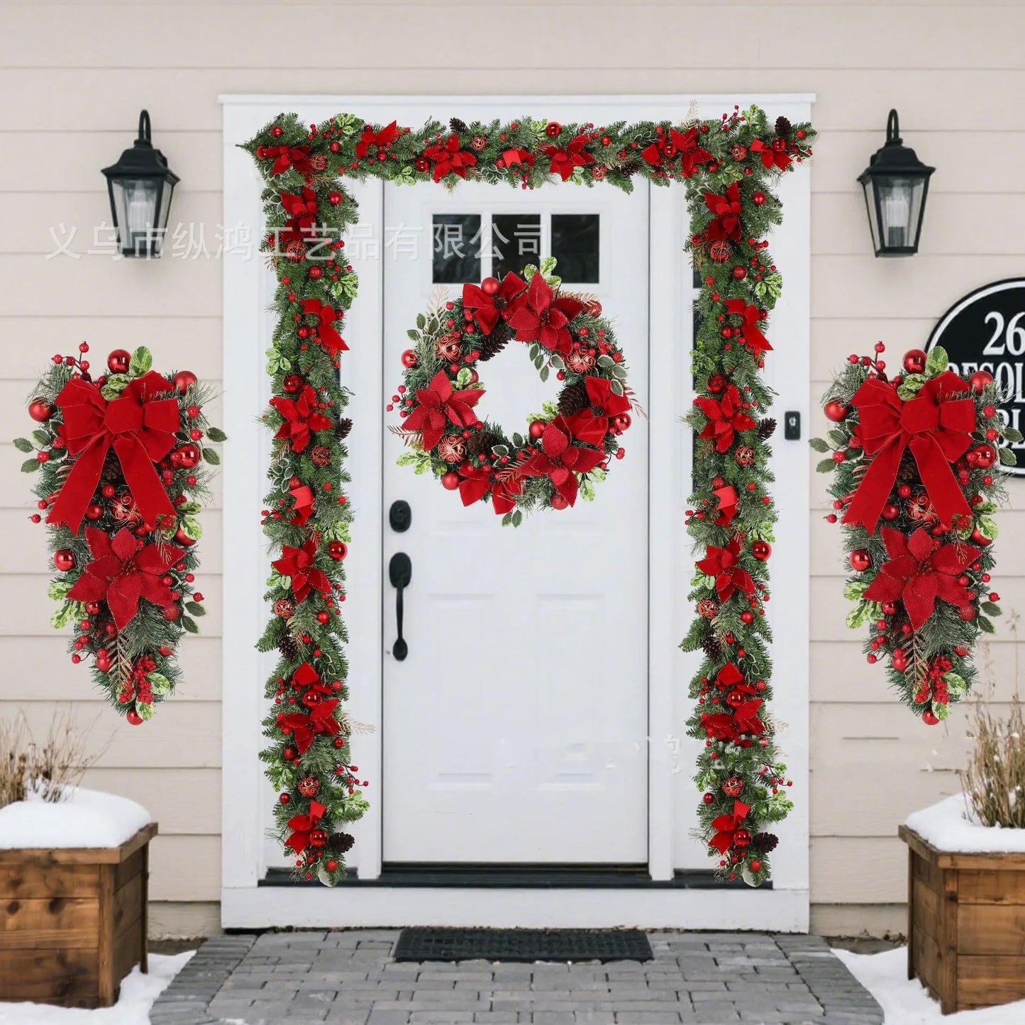 Tejesa Christmas Artificial  Wreath for Front Door Window / Xmas /New Year