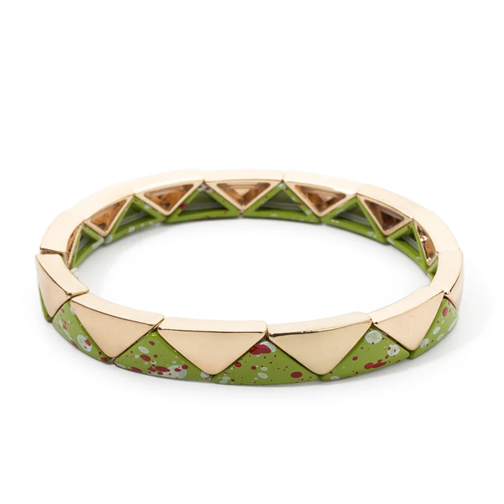 Tejesa 6.5x13mm Colorful  Triangle Enamel Elastic Beads Bracelets For Women/Girls