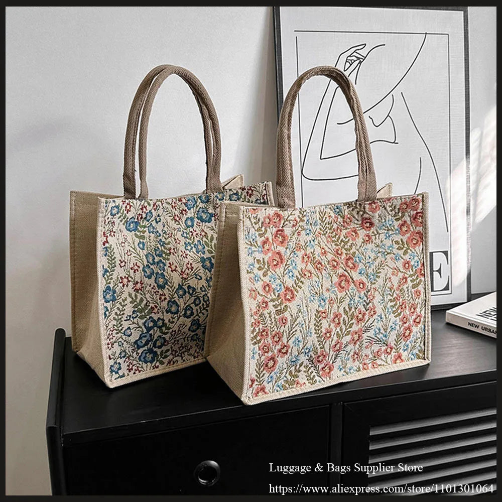 Literary Large Capacity Cotton Linen Women's Bag New Fashion Work Commuting Underarm Bag Shoulder Bag Casual Handbag