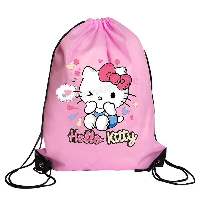 Hemasa Hello Kitty Drawstring Bag Sports Waterproof Backpack   Bags Birthday Cute Gift