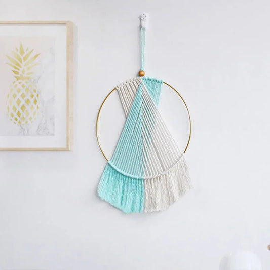Hemasa Nordic Macrame Hoop Wall Hanging Tapestry Boho Hand Woven for Livingroom Bedroom Backdrop Room Home Decor House Decoration
