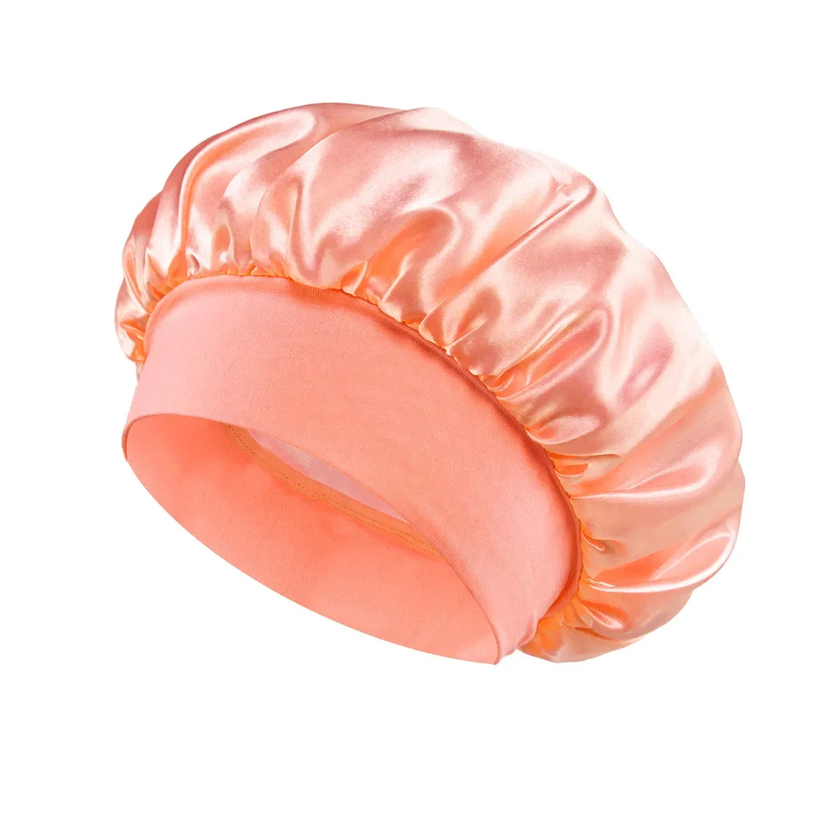 Hemasa Women Satin Bonnet Hair Bonnet for Sleeping Hair Care Silk Bonnets Solid Wide-brimmed Sleeping Hat with Elastic Soft Band