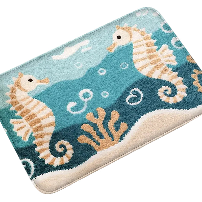 Tejesa Beach and Seaside Shower Room Carpet Toilet Water Absorbing Foot Mat Decorative Mat Bathroom Door Mat Machine Washable