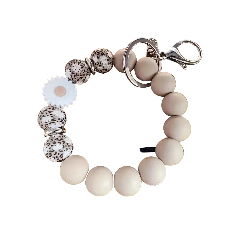 Hemasa Handmade Daisy Silicone Beads Bracelet Keychain /Anti-Lost Wallet Pendant Ring Holder