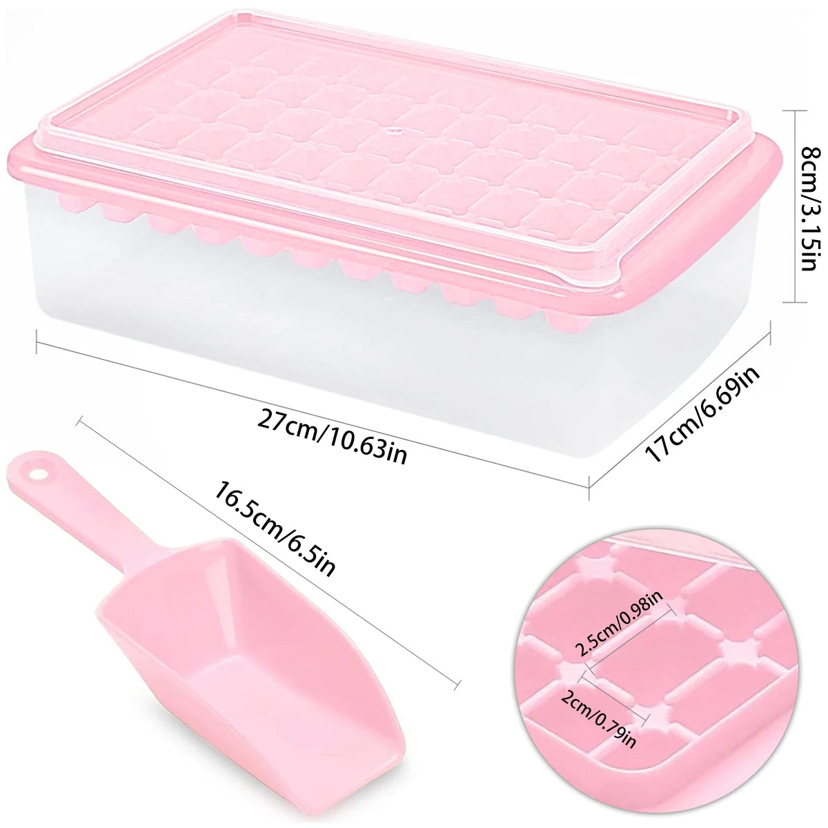 Tejesa 55/26 Grid Ice Cube Mold Tray Reusable Silicone Ice Ball Maker Kettle for Outdoor Travel Camping Iced Drinks Ice Cube Container