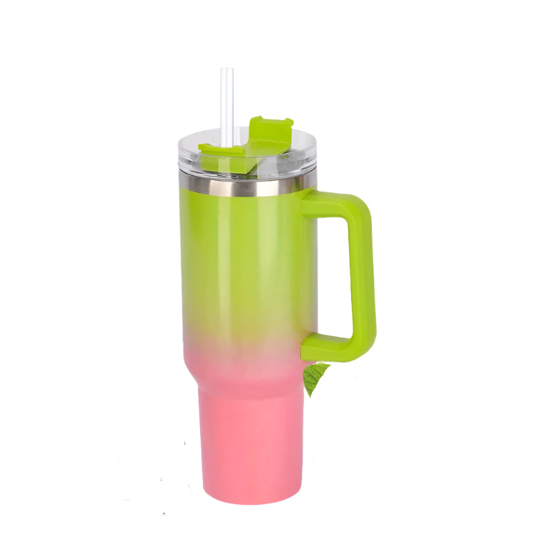 Hemasa 40oz  Stainless Steel Cup Thermal Keeps Cold and Heat Water Bottle with Handle Rainbow Thermal Mug