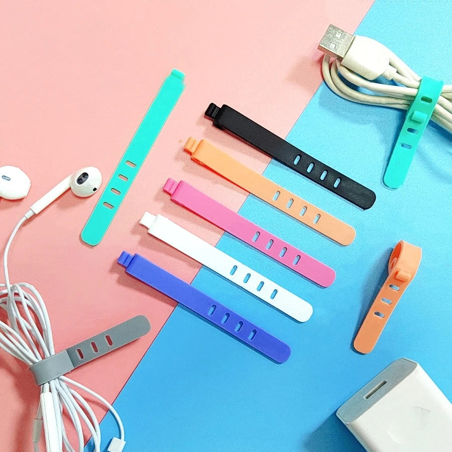Tejesa 20/12 PCS Cable Ties Cord Organizer Management Silicone Wire Holder Straps Zip Clips Reusable Tie Wraps Keeper winder Rubber