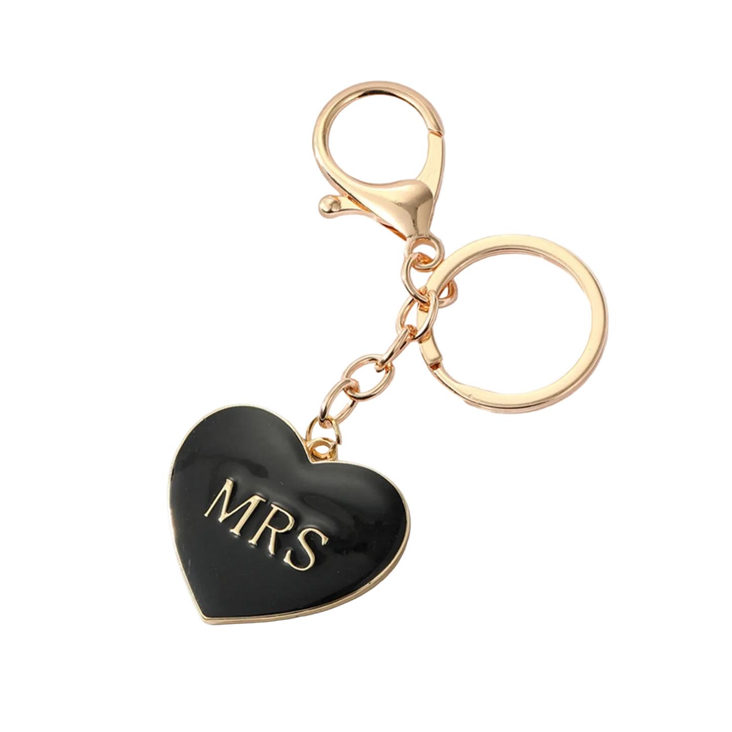 Hemasa Personality Alloy Black And White Heart Key Chain Drip oil Letters MRMRS Love Bag Pendant