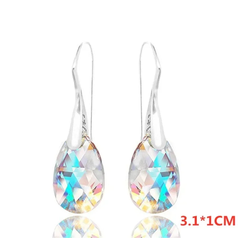 Delysia King Aesthetic Women Colour High-grade Crystal Earrings Trendy Water Drop Versatile Eardrop Best Friend Gift