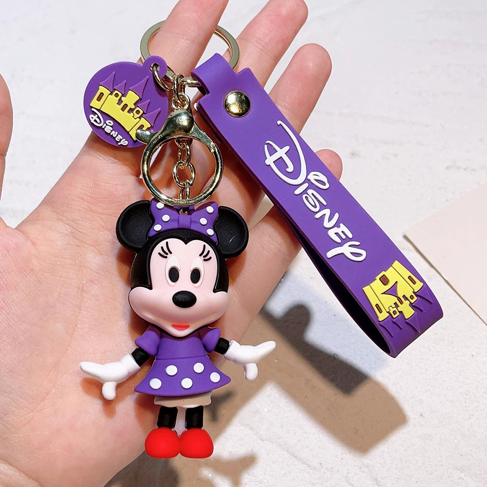 Disney Anime Mickey Keychain Cartoon Stitch Cute Minnie Keyring Student Bag Hanging All-match Car Key Chain Christmas Gifts