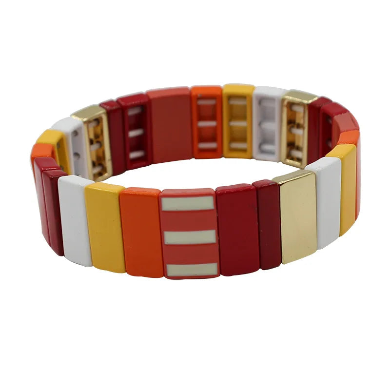 New Fashion Enamel Paint Ladies Bracelet Geometric Small Fresh Bracelet Ins Macaron Color Matching Net Red Bracelet DIY Jewelry