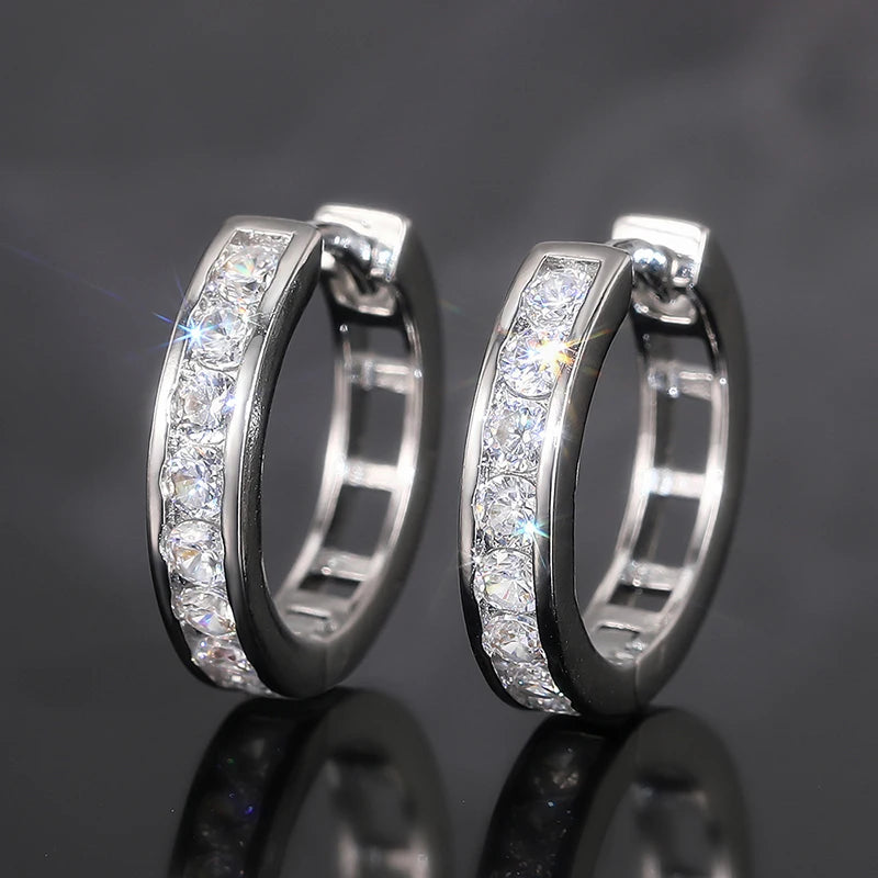 Tejesa Huitan Fashion Lady Hoop Earrings Gold Color/Silver Color Inlaid Shiny Cubic Zirconia Delicate Party Wedding Accessories Jewelry