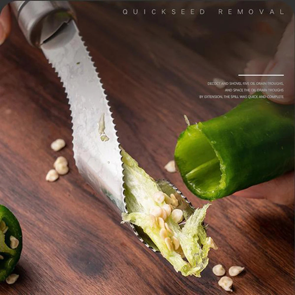Hemasa Stainless Steel Pepper Core Remover/ Seed Remover /Seed Digger Sharpen Serrated Slice Seeding Remover